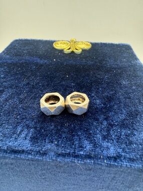 2 Retired Pandora Geometric Faceted 925 silver spacer beads charms